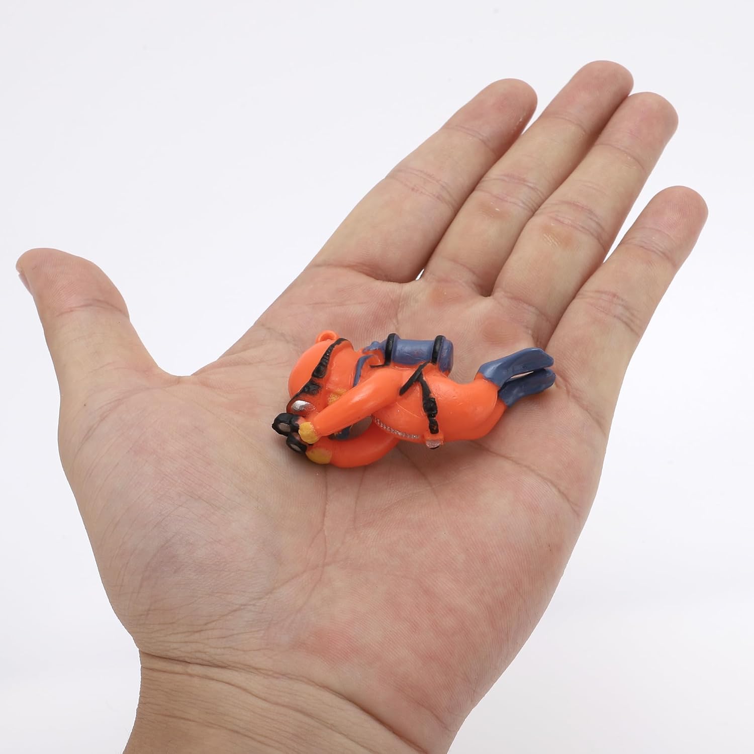 Diver Aquarium Decorations, Floating Diver Fish Tank Decorations, Floating Cartoon Diver Decor, Fun Floating Fish Decoration, PVC Diver Decor, Orange, 1 Set