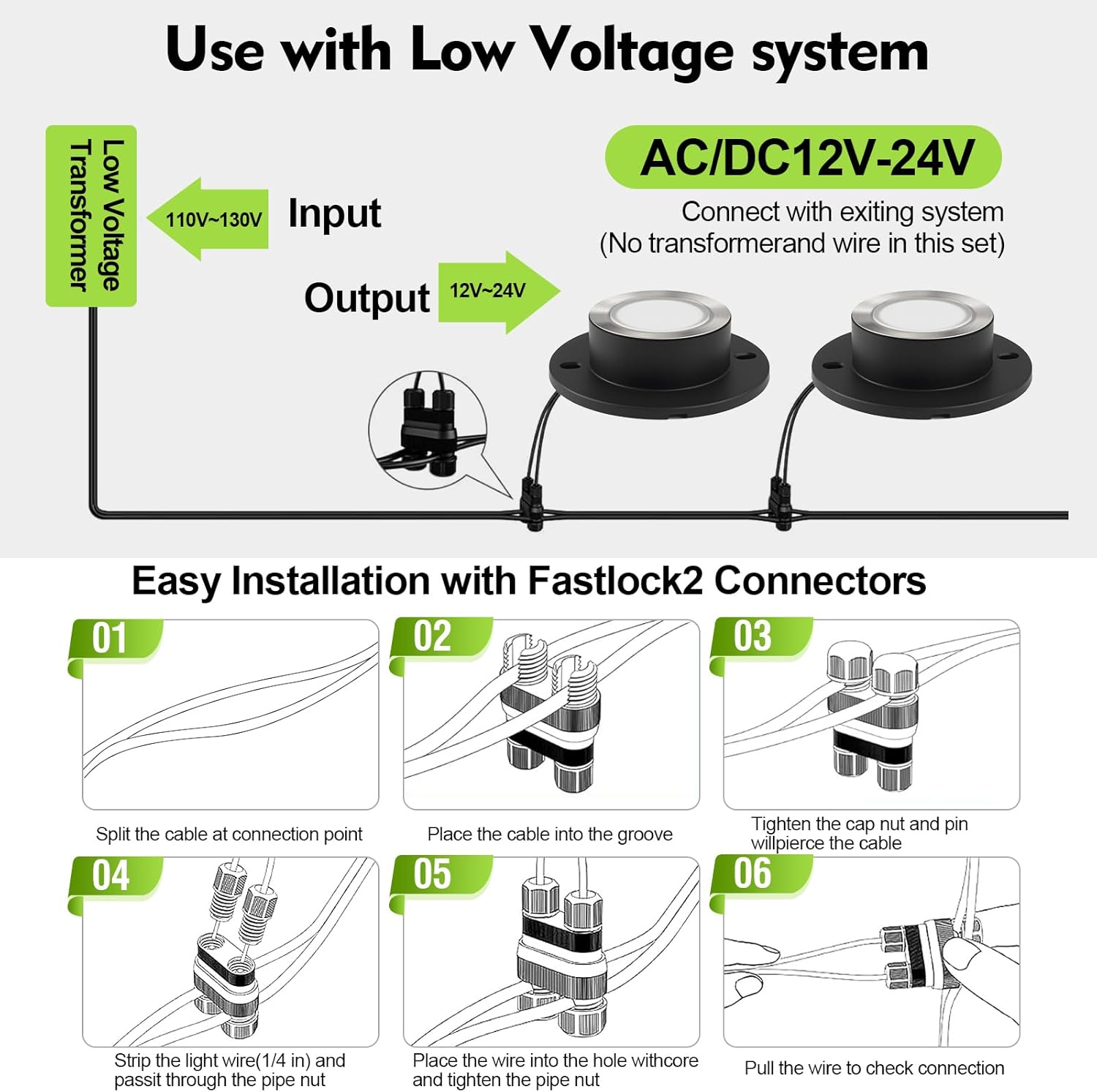 SMY Lighting 3W LED Pond Lights 12-24V AC/DC Low Voltage Underwater Fountain Lights 3000K Warm White IP68 Waterproof for Outdoor Ponds Fountains Waterfalls, 4 Pack