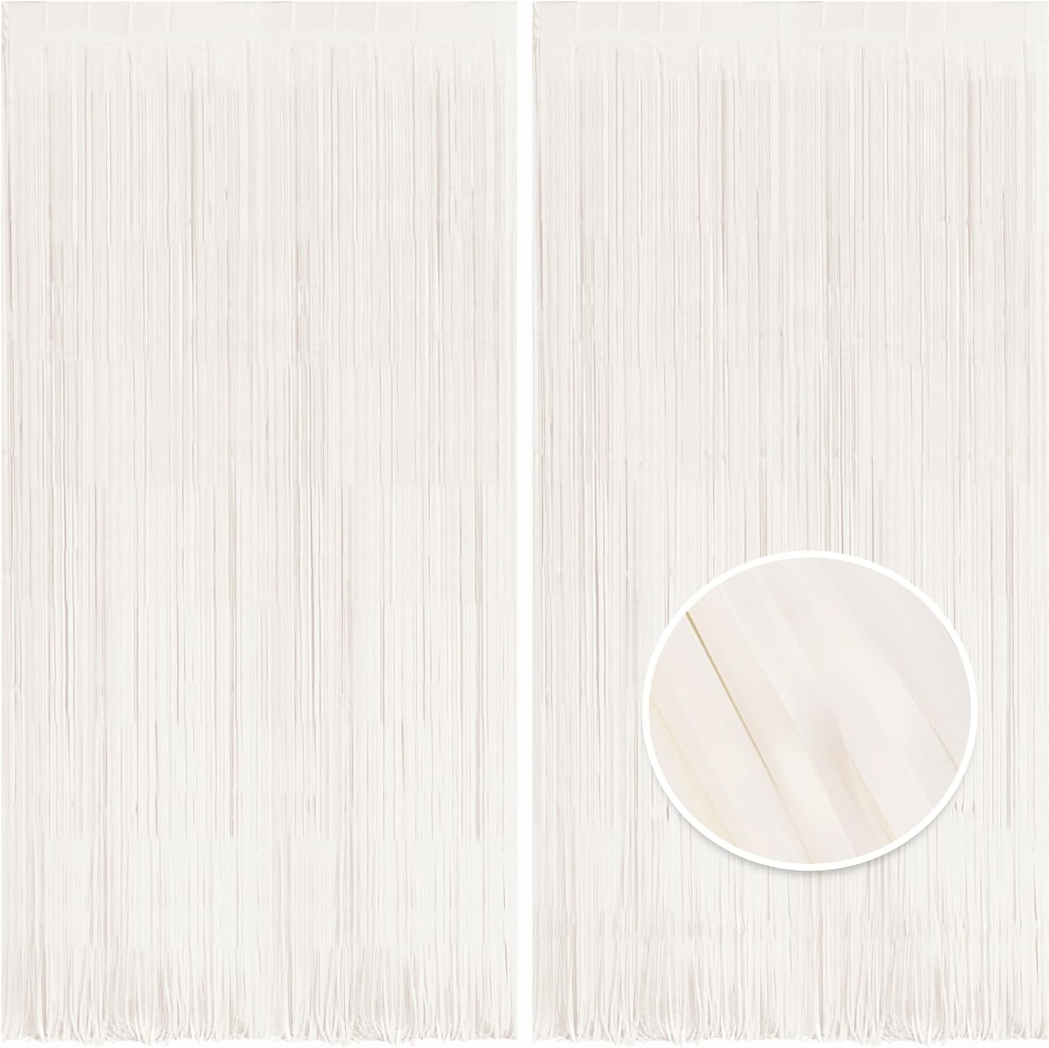 BRAVESHINE Tinsel Photo Backdrop Curtains - 2 Pack 3.2x8.2ft White Foil Fringe Streamer Curtain for Winter’s Snowflake/Birthday/Bachelorette/Engagement/Bridal Shower/Candy/Bow/Christmas Decorations