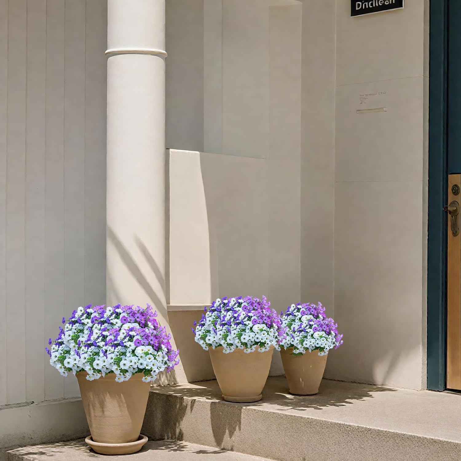 Artificial Flowers for Outdoors,UV Resistant Artificial Outdoor Flowers,Not-Fading Faux Flowers for Outdoor Planters for Front Door Porch Yard Patio Garden Home Decor,12 Bundles Mix 3 Colors