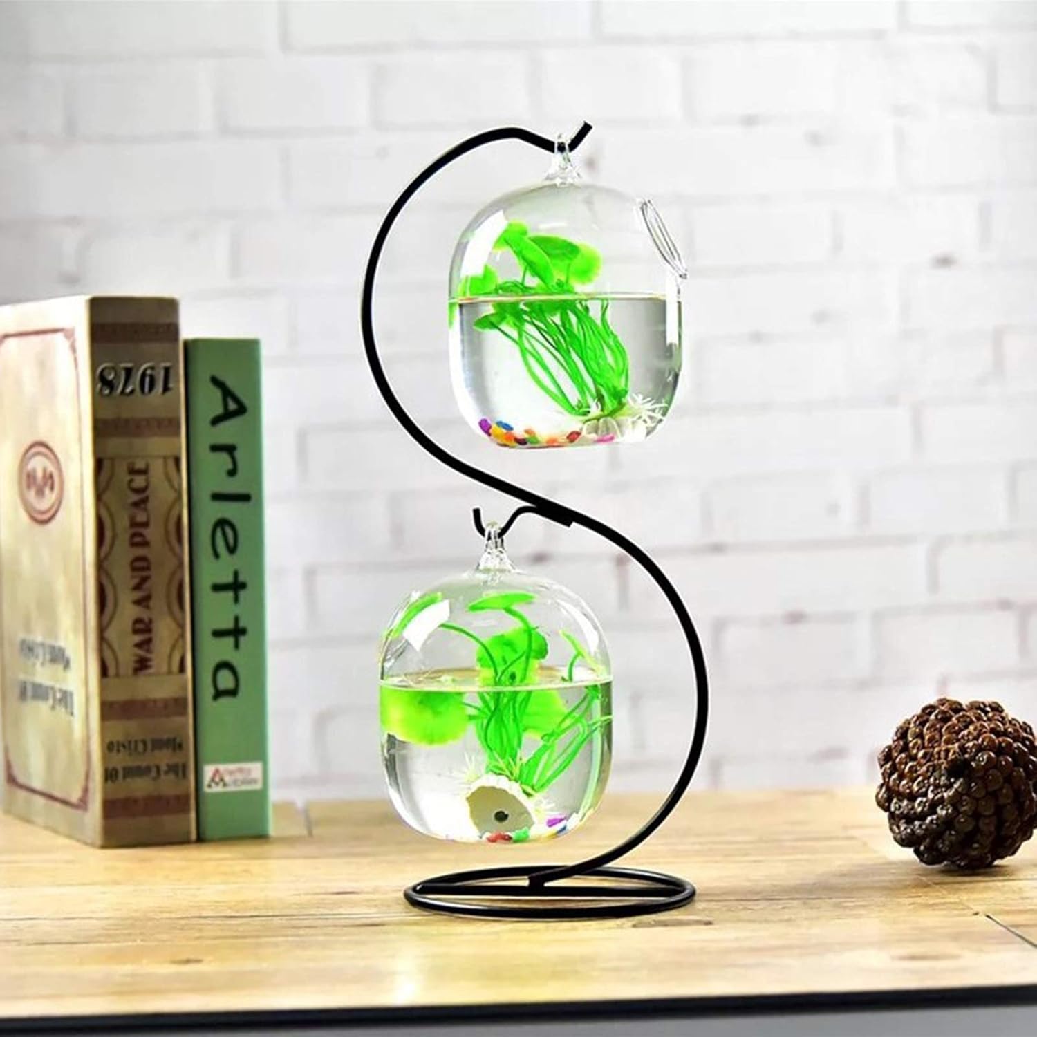 Suspended Transparent Hanging Glass Fish for Tank Bottle Aquarium Flower Plant Vase Flower Vase for Home Decora Home Decor