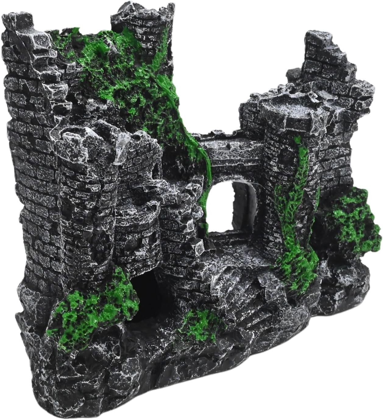 Fish Tank Castle, Aquarium Decoration with Realistic Texture, Resin Aquarium Castle with Caves & Tunnels, for Small Fish in Freshwater/Saltwater Tanks