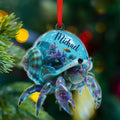 Hermit Crab Christmas Ornament Hanging, Personalized Name Sea Animal Shaped Acrylic Ornament, Coastal Christmas Decor 2025, Gift for Hermit Crab Lover, Custom Name Crabs Ocean Fantasy Ornaments
