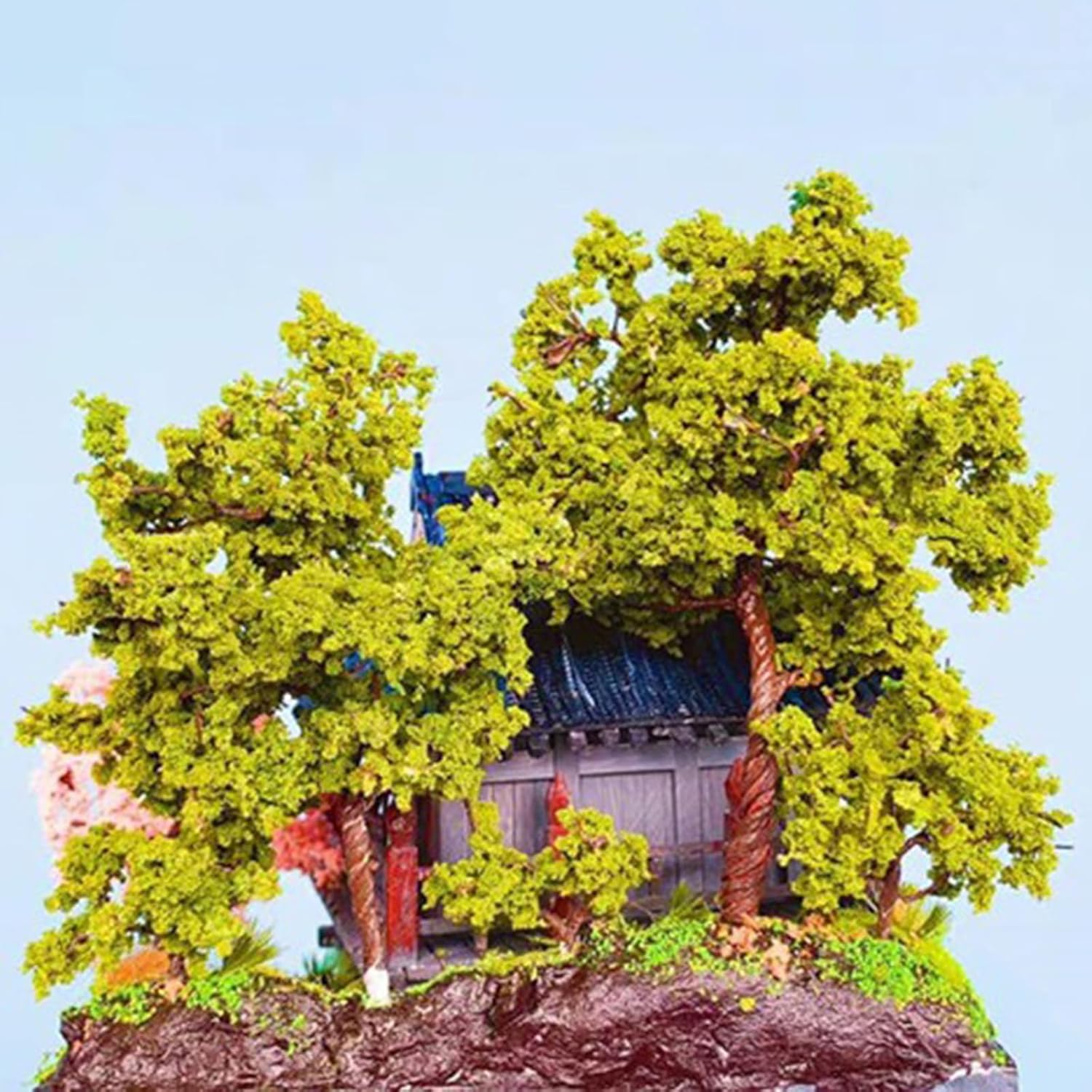 Tree Powder for DIY Model Trees Basing Material Plant Tufted Terrain Model for DIY Miniature Model Shrub Bushy Tuft, Building Model Railway Fairy Garden Diorama Scenery（Withered Green）