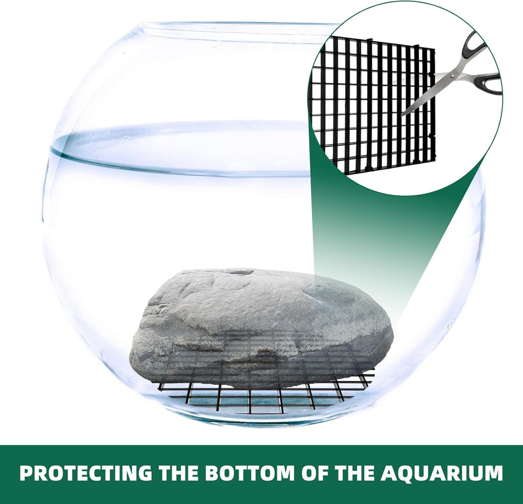 soujkooy 8Pcs Fish Tank Divider, 5.9x11.8in/15X30cm Aquarium Filter Bottom Divider Plastic Grid Tray Egg Crate, Fish Tank Bottom Isolation with 10 Sucker Clips and Bracket Ties