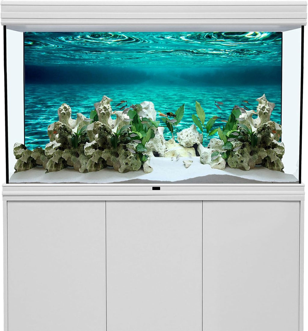 YongFoto Fish Tank Background 36x14 inch Turquoise Clear Water Ripple Lakebed Undersea Ocean Floor Underwater Seabed Reptile Habitat Terrarium Aquarium Polyester Backdrop