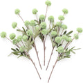 Floroom 5pcs Elf Green Faux Silk Mums Artificial Flowers, Bulk Fake Small Mini Chrysanthemums with Stems for DIY Sage Green Wedding Centerpieces Floral Arrangements Vase Fillers Home Decorations