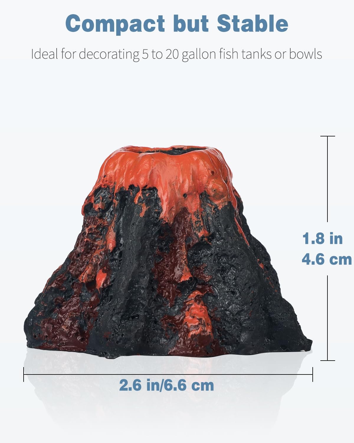 Uniclife Aquarium Volcano Ornament Kit Fish Tank Decoration Mini Resin Volcanic Decor for Fish Tank Landscape Realistic Mountain with Air Stone Bubbler Airline Tubing Accessories for Oxygenation