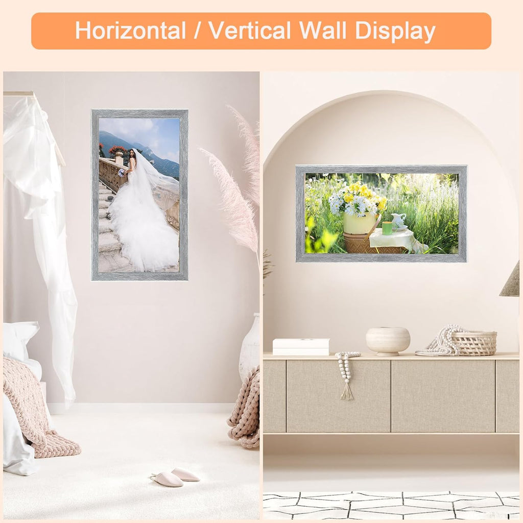 11x22 Wood Frame Gray, Rustic Natural Grey Wooden 22x11in Poster Picture Frame, Distressed 11 x 22inch Woodgrain Gallery Photo Frame with HD Plexiglass, Horizontal Vertical Wall Mounting Display 1pcs