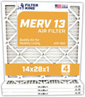 Filter King 14x28x1 Air Filter | 4-PACK | MERV 13 HVAC Pleated A/C Furnace Filters | MADE IN USA | Actual Size: 14 x 28 x .75"