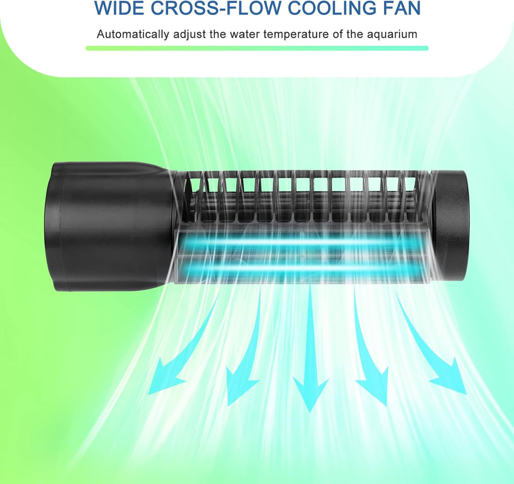 Aquarium Chillers Aquarium Cooling Fan, DC12V Auto Fish Tank Cooling Fan with Adjust knob,Cross-Flow Fan with Broad Airflow (3W)