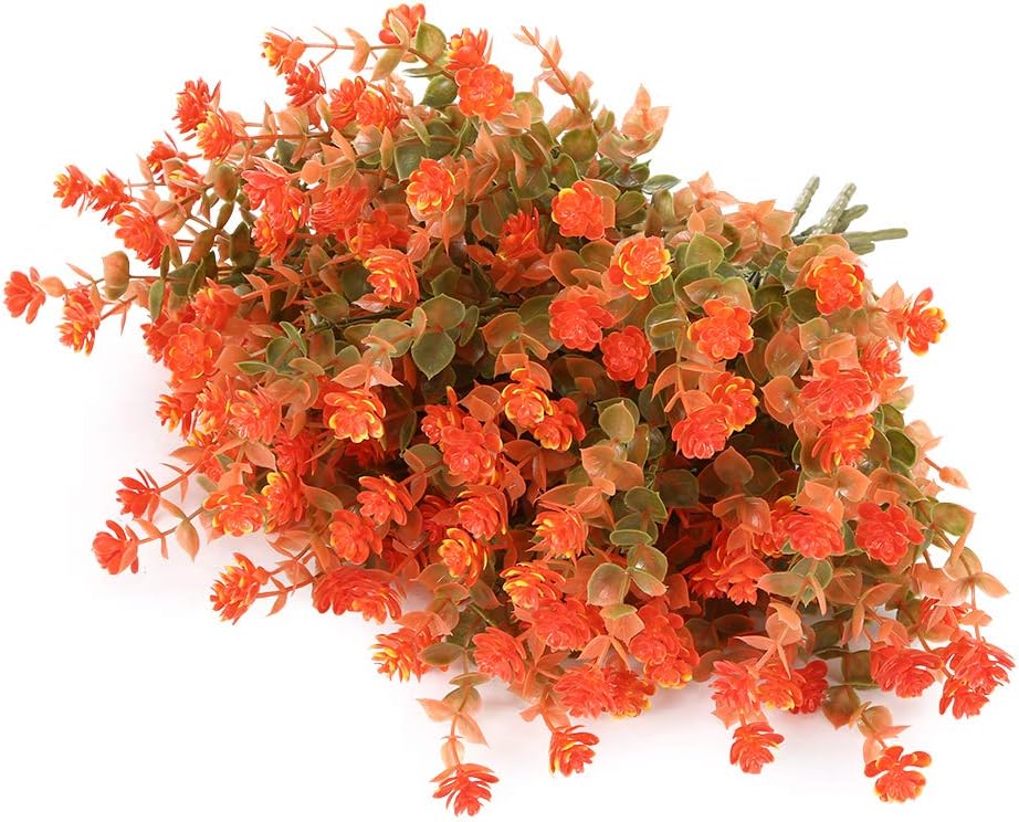 6 Bundles Artificial Fall Flowers No Fade Faux Autumn Plants, Fake Indoor Outdoor Greenery for Thanksgiving Christmas Wedding Party Home Garden Fireplace Décor (Multi)