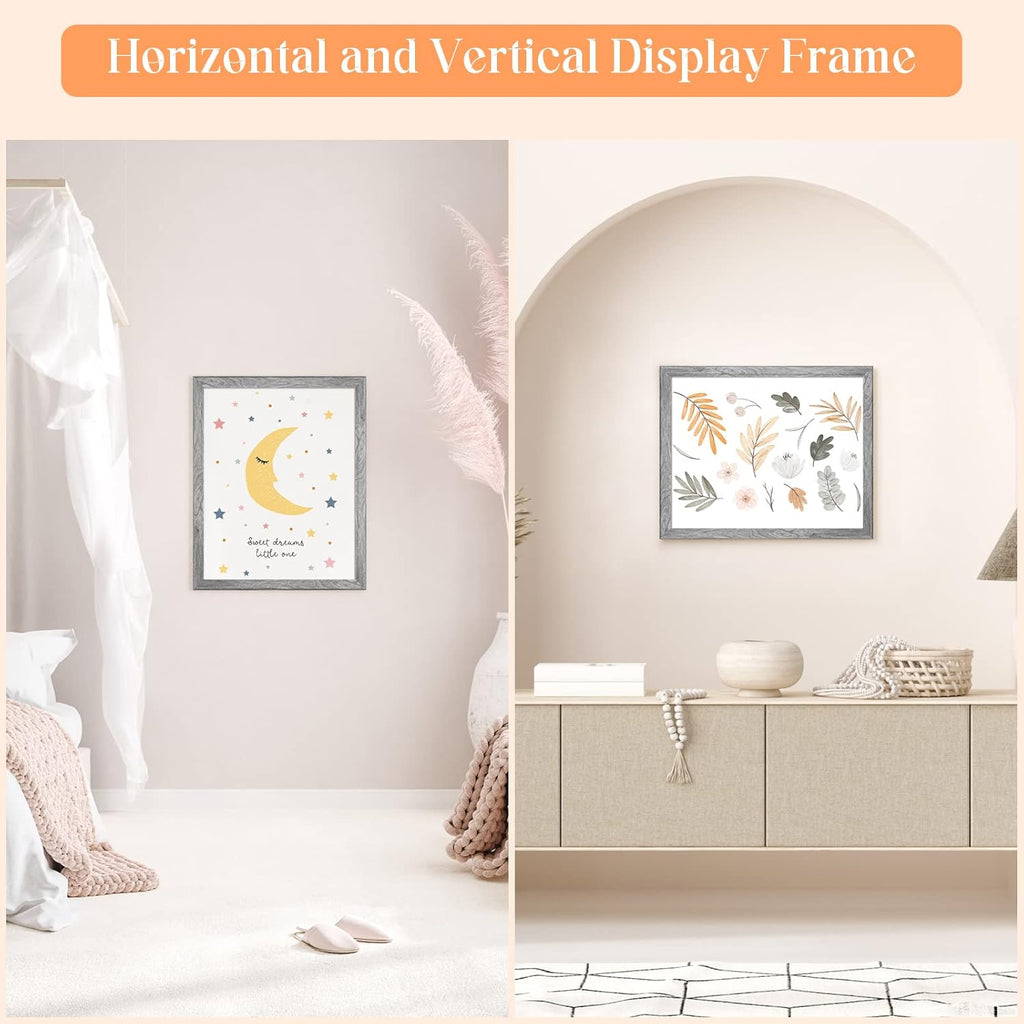 24x30 Wood Frame Gray, Rustic Natural Grey Wooden 30x24in Poster Picture Frame, Distressed 24 x 30inch Woodgrain Gallery Photo Frame with HD Plexiglass, Horizontal Vertical Wall Mounting Display 1pcs