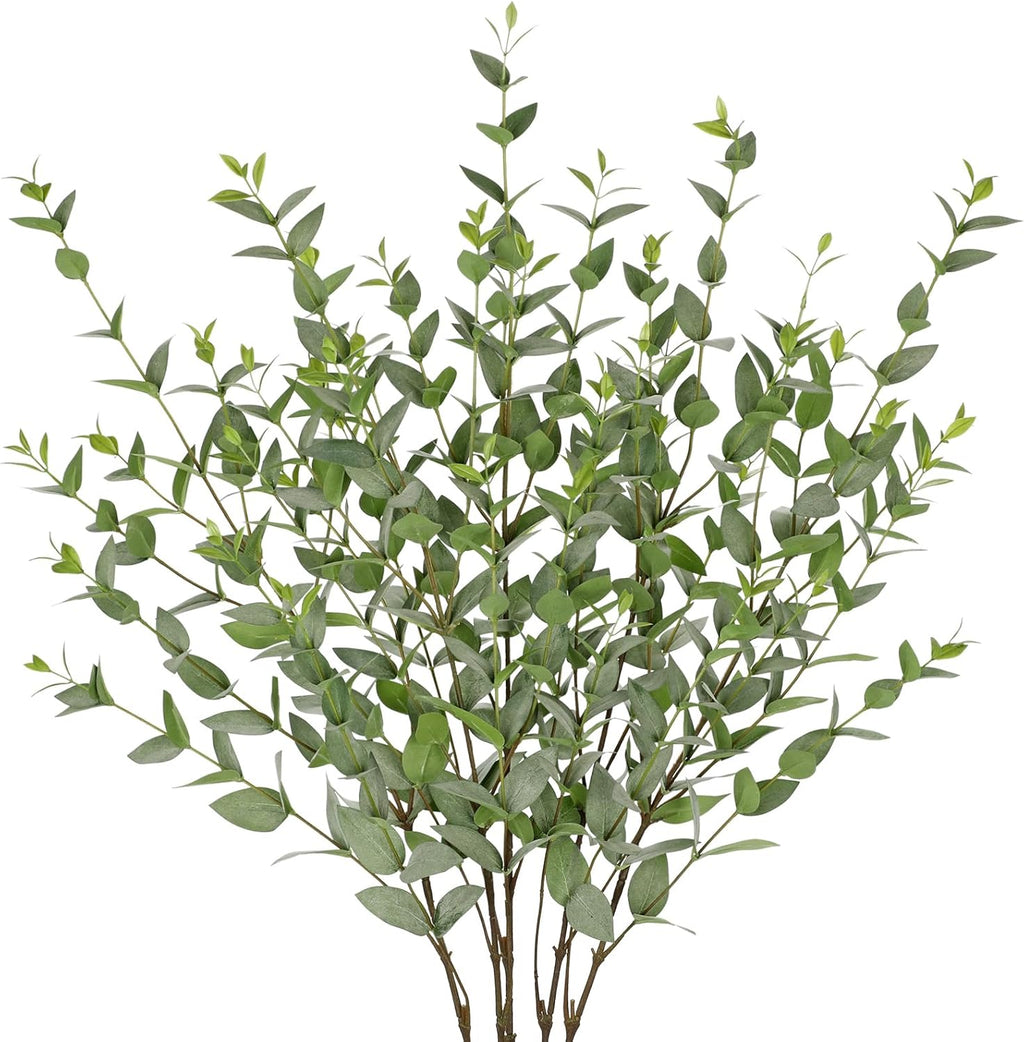 Faux Eucalyptus Stems Willow Eucalyptus Leaves Fake Salix Leaves 5 Pcs Artificial Greenery Stems for DIY Bouquet Arrangements Centerpieces Shower Decorations-Artificial Eucalyptus Stems-Green