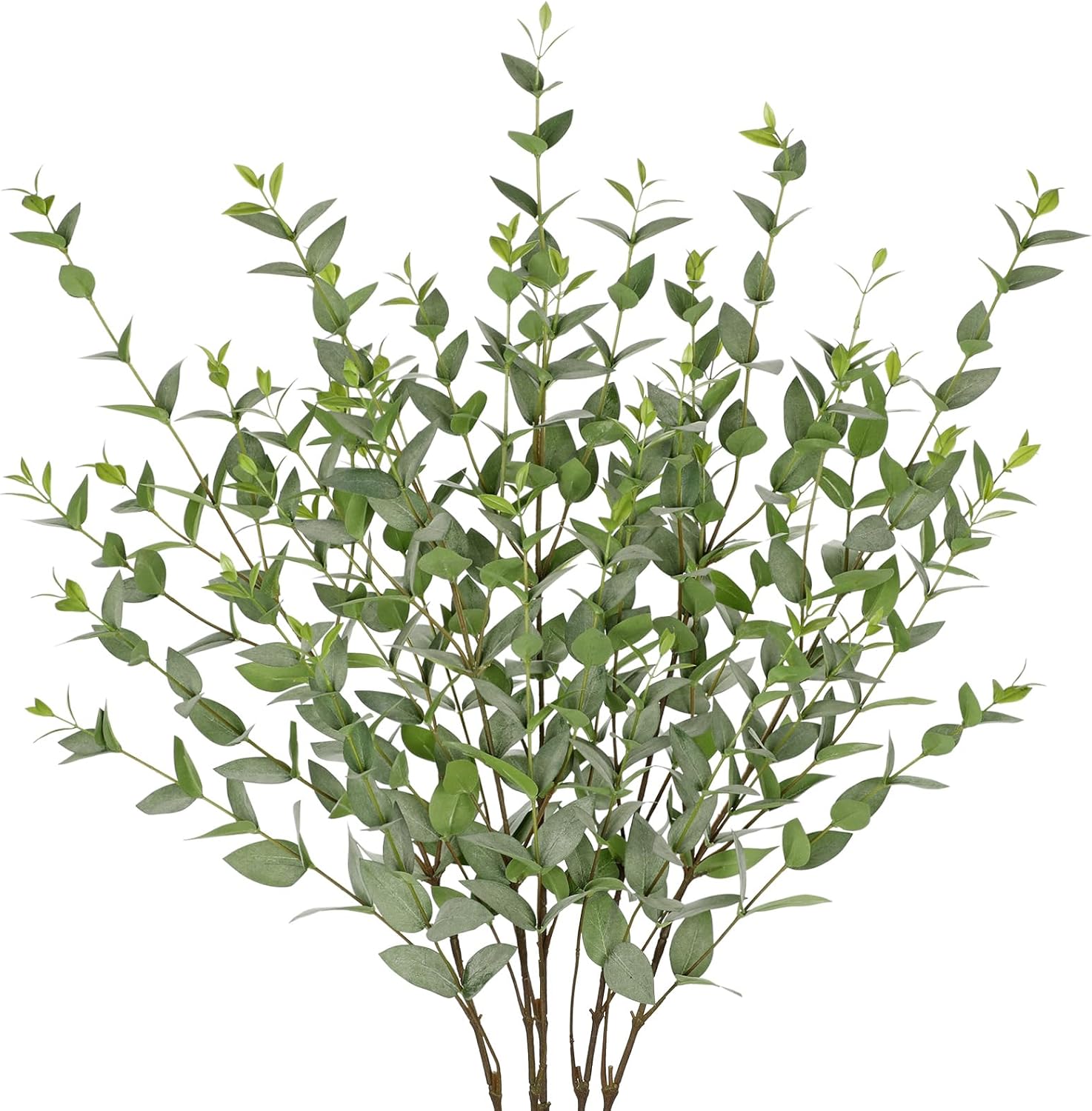 Faux Eucalyptus Stems Willow Eucalyptus Leaves Fake Salix Leaves 5 Pcs Artificial Greenery Stems for DIY Bouquet Arrangements Centerpieces Shower Decorations-Artificial Eucalyptus Stems-Green