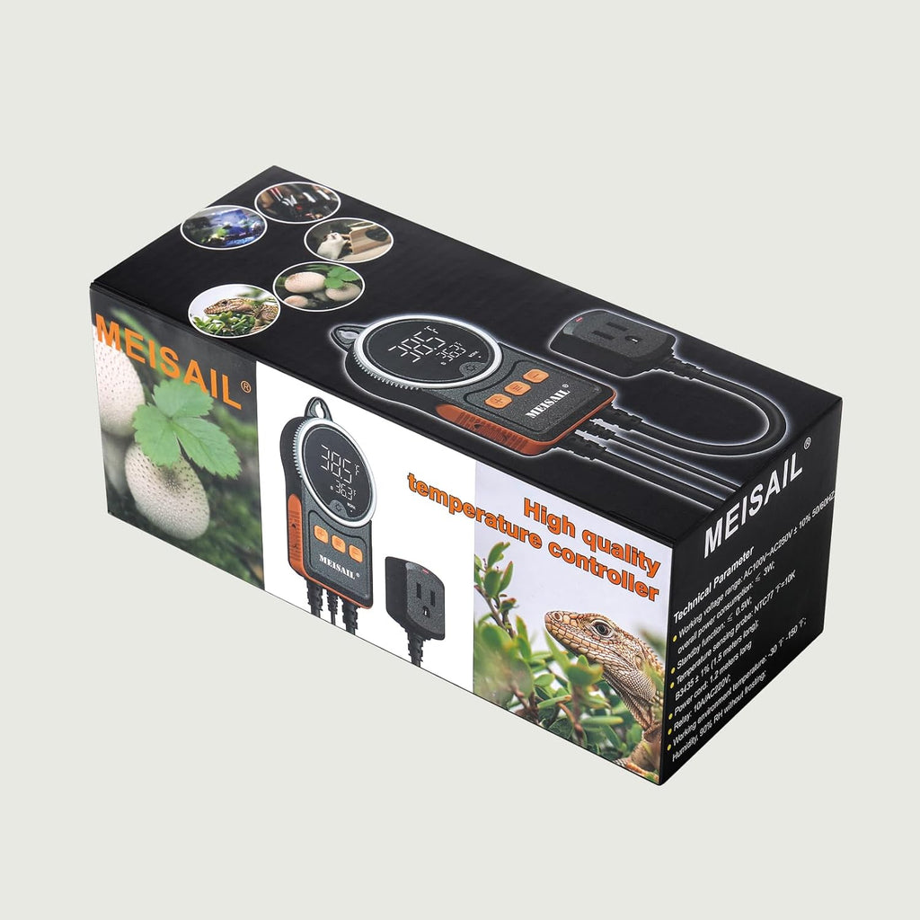 Temperature Controller can be Used for aquaculture, Plant mat Heating, Reptile Thermostat, with Load line Over-Temperature Protection and Dual Sensor auto-Safety Calibration