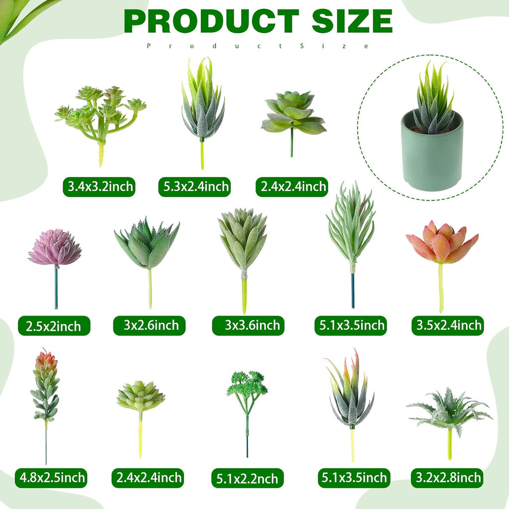 WILLBOND 38 Pcs Christmas Mini Artificial Succulents Small Fake Succulent Plants Faux Assorted Unpotted Realistic Plastic Flowers Picks Stem for DIY Crafting Greenery Garden Home Decor(Flocked)