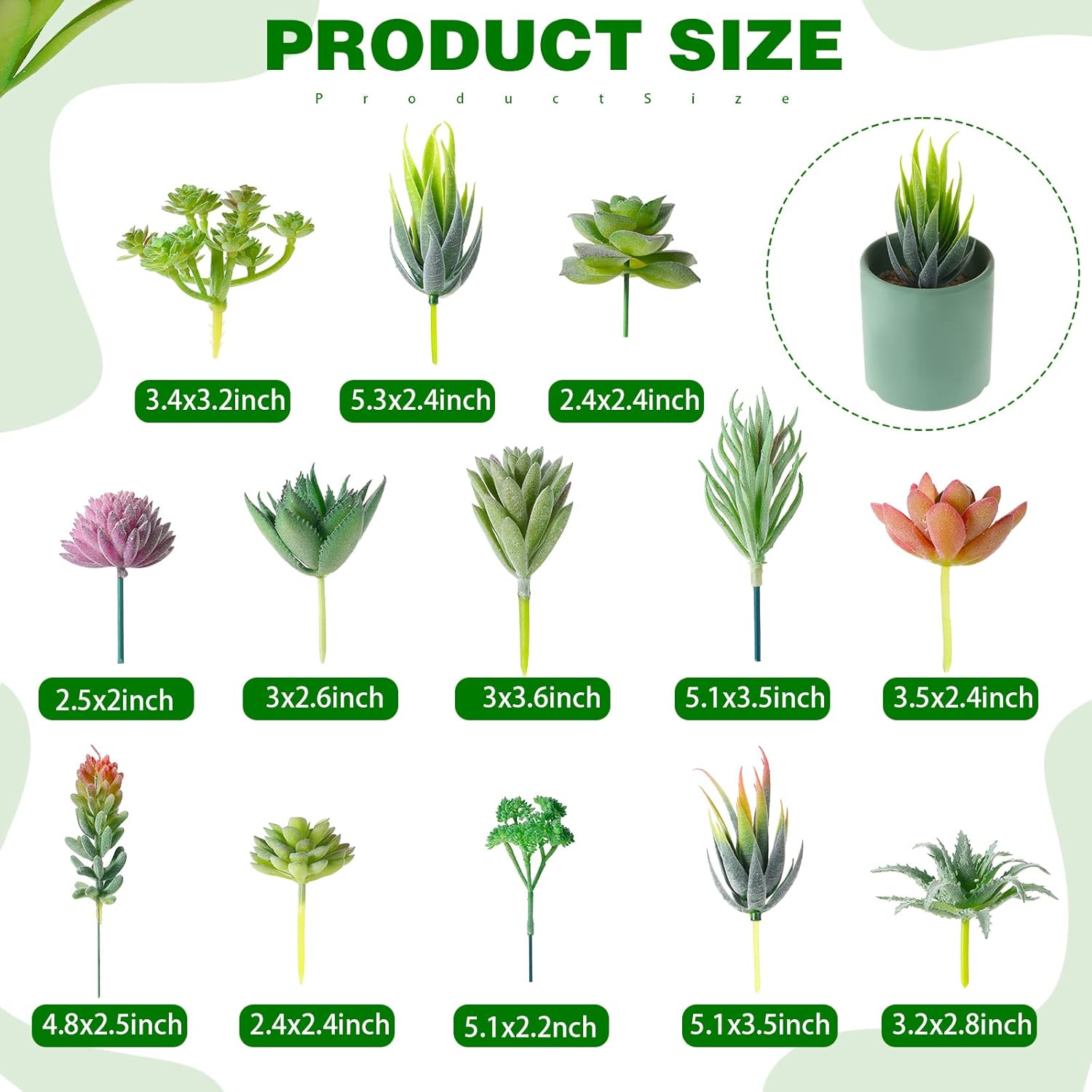 WILLBOND 38 Pcs Christmas Mini Artificial Succulents Small Fake Succulent Plants Faux Assorted Unpotted Realistic Plastic Flowers Picks Stem for DIY Crafting Greenery Garden Home Decor(Flocked)