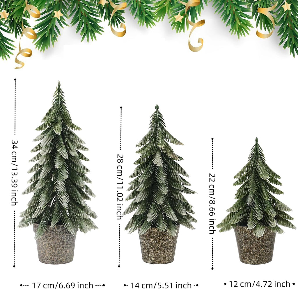Mini Artificial Pine Trees in Decorative Pots, 2 Pack S Size Small Christmas Tree, Green Holiday Tabletop Christmas Trees Christmas Decorations for Bedroom Xmas Gifts (S)