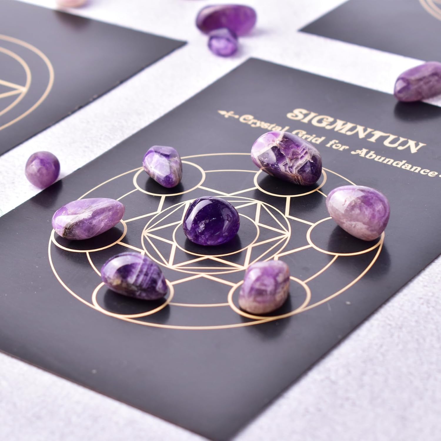 Polished Amethyst Crystal Chips Set, 0.4", 128 Pcs - Handpicked Tumbled Stones and Crystals Bulk for Healing, Reiki, Meditation, Witchcraft and Home Decor