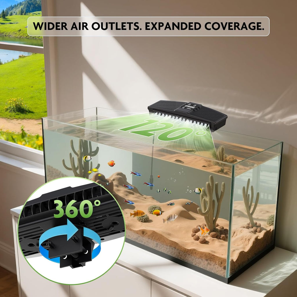 PAIZOO Aquarium Chiller Fan, Fish Tank Cooling Fan with Temperature Probe & LCD Display Aquarium Cooler Water Chiller for Axolotl Betta Fish Accessories, 7W