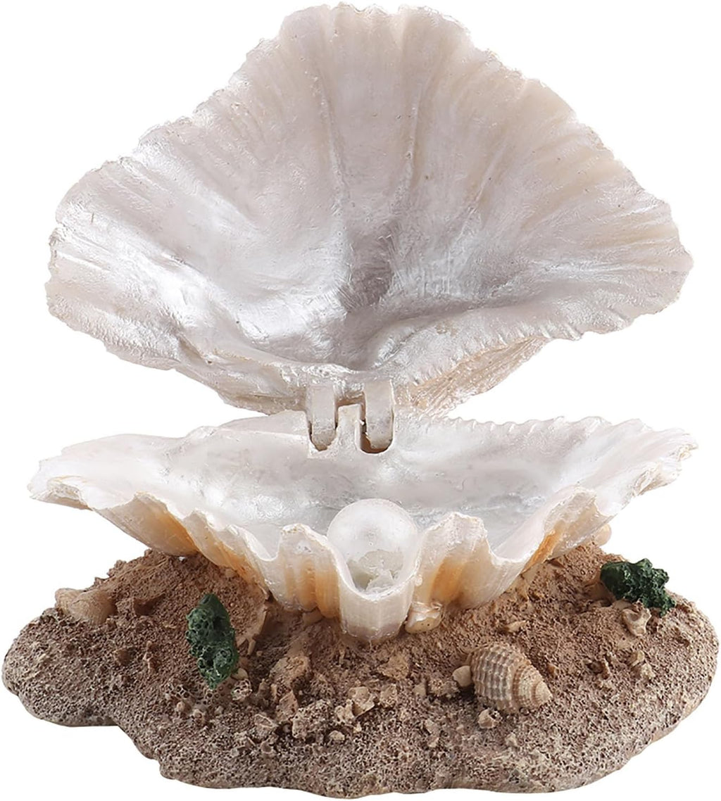 Aquarium Ornament, Fish Shell Pearl Bubbler, Fish Tank Decoration, Safe Resin Material, Widened Base for Easy Placement, for Aquarium Photography Props, Home Decor, Office Decor, and Gift Ideas