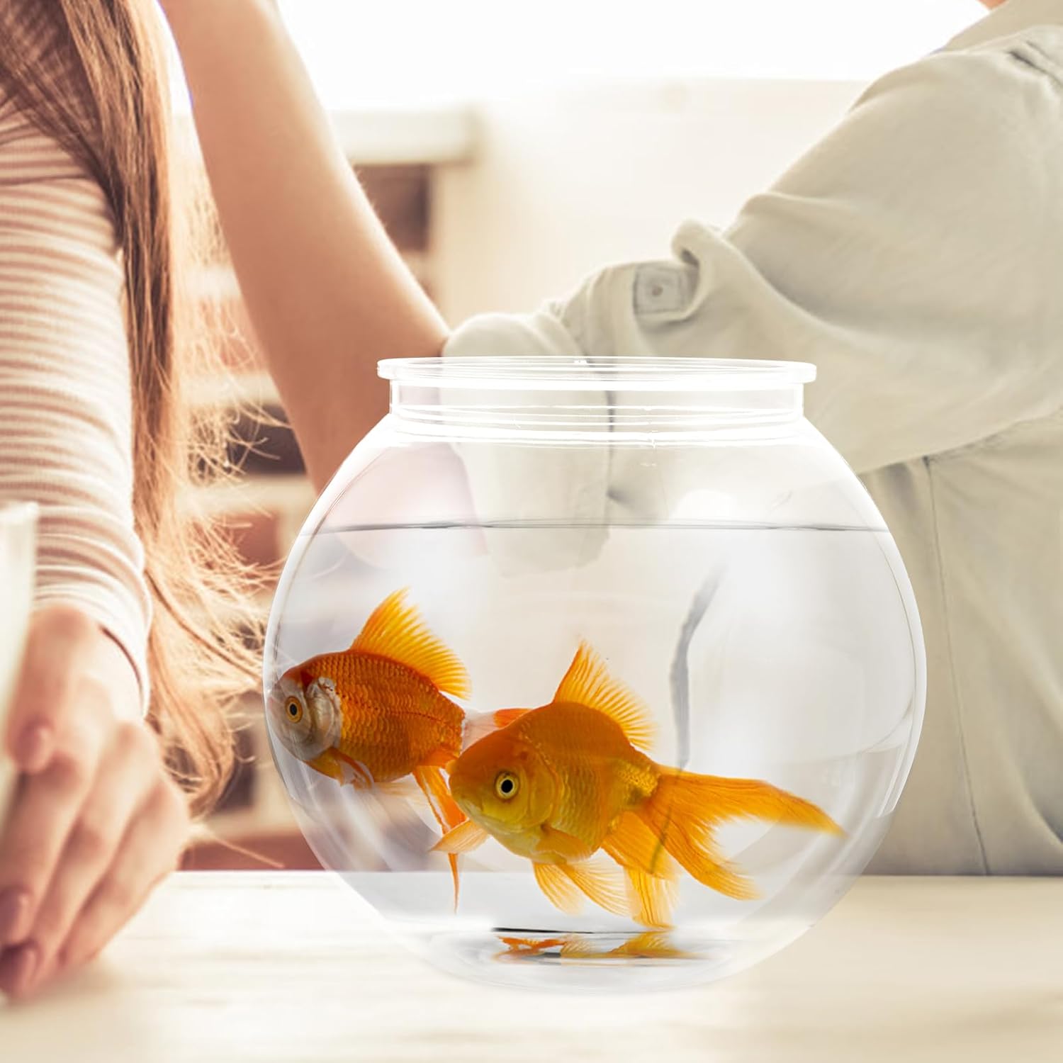 Plastic Fish Bowl : Round Fish Tank Transparent Desktop Aquarium for Home Office Decor, 7.07X7.07X6.29in