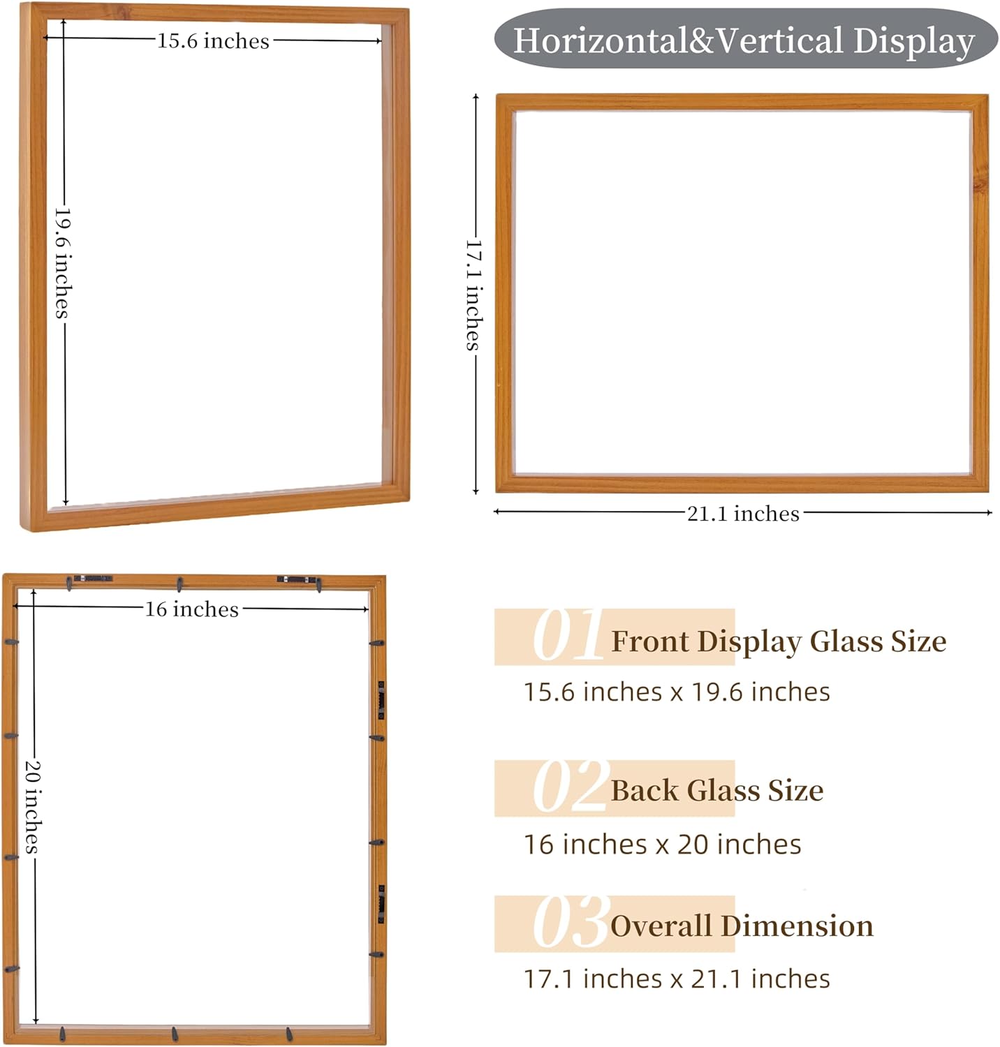 Floating Frames 16x20 Walnut Shadow Box Frame For Pressed Flower Floater Double Glass Pressed Flower Floating Frame 20x24 Bouquet Frames For Wedding Memory