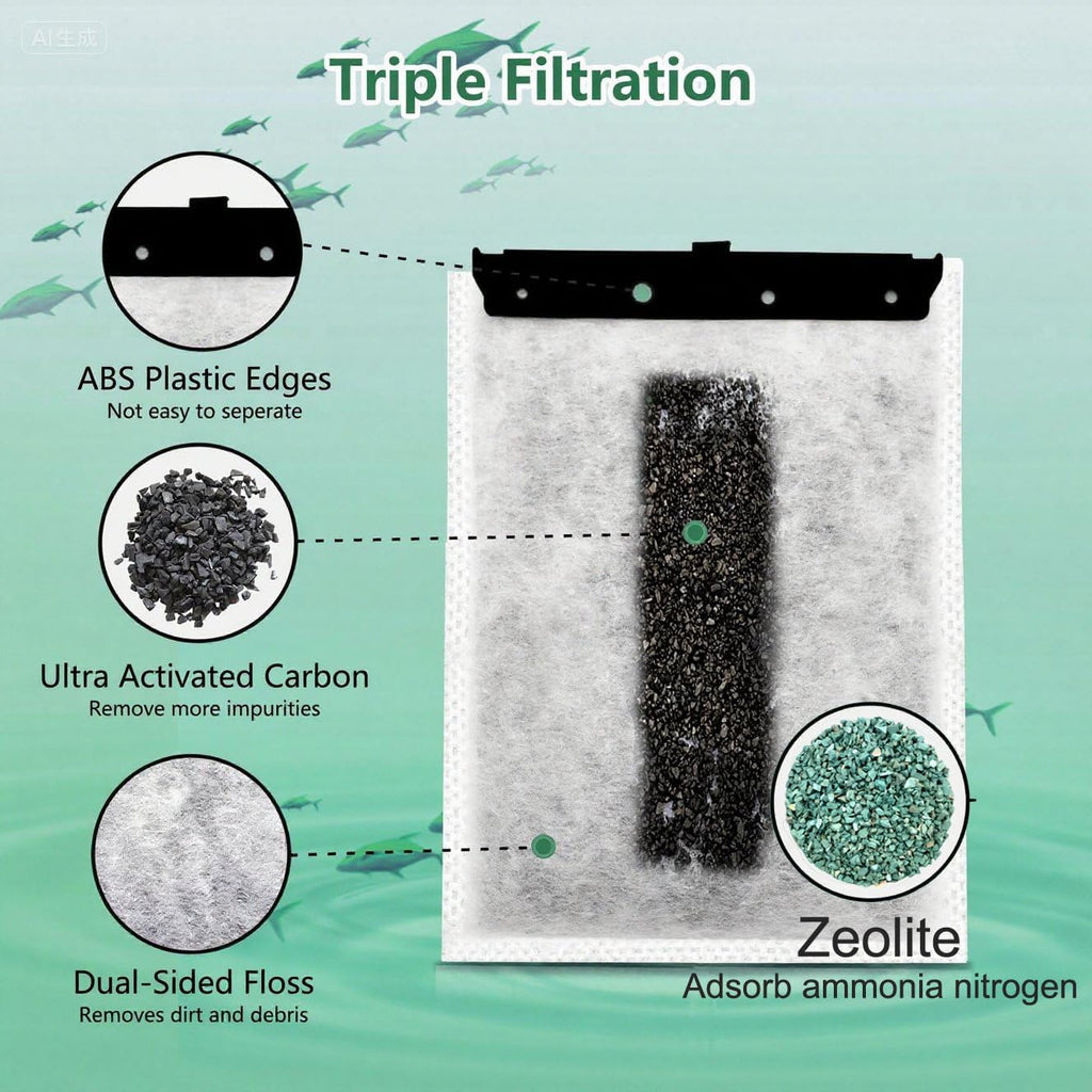 Aquarium 48 Pack Medium Filter Cartridges with Zeolite, Compatible with Whisper Filters 10i, IQ10, PF10 Power Filters