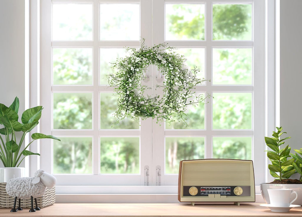 RECUTMS Artificial Hanging Plant 2Pcs 5.6Ft Fake Garland Plant Greenery Faux Ferns Leaves Ivy Garland for Home Indoor Outdoor Wedding Farmhouse Mantle Table Centerpiece Party Garden Decor(White)