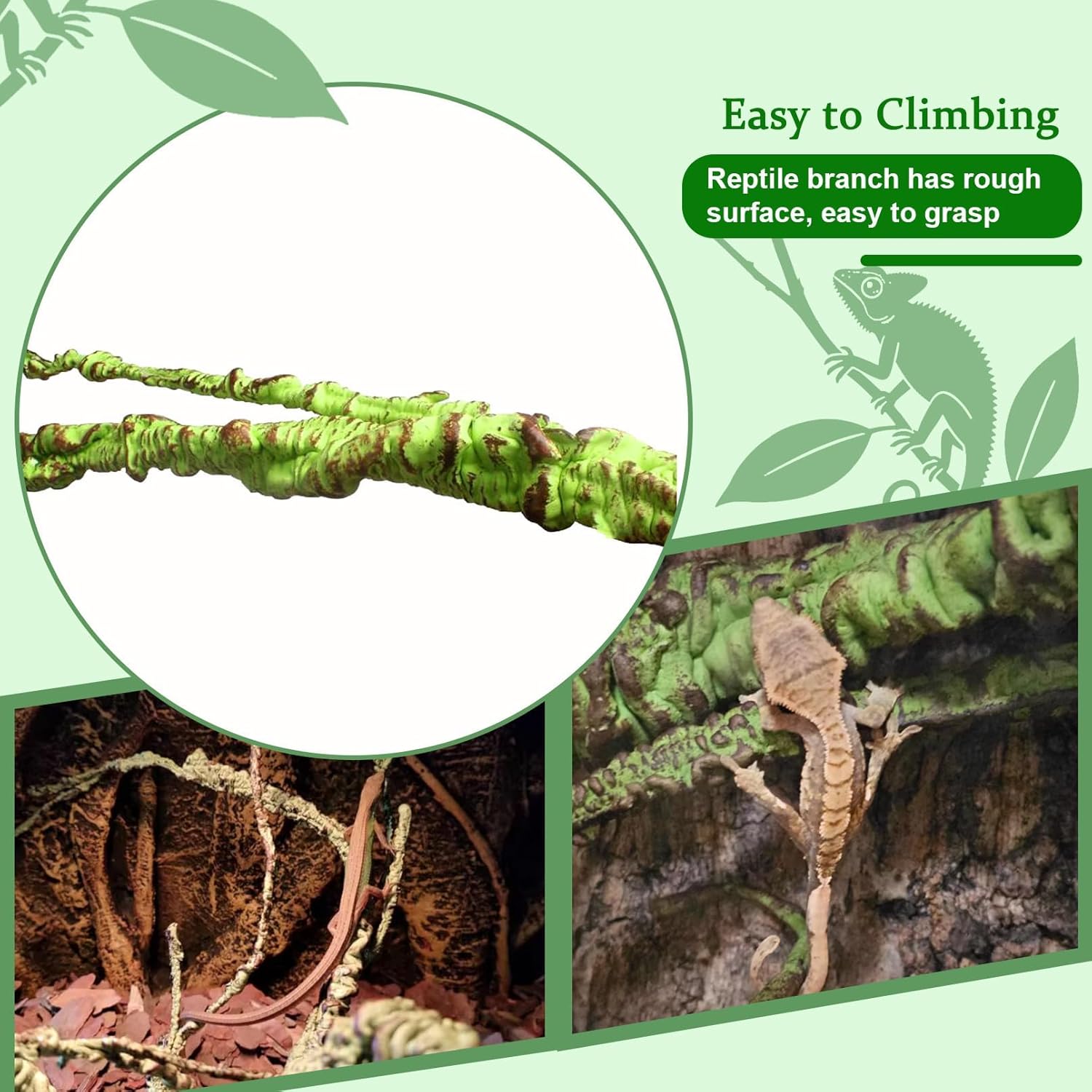 BNOSDM Reptile Jungle Vines Flexible Bend-A-Branch, 3.6Ft Reptile Climbing Branches, Chameleon Flexible Vine Decor,Terrarium Plants Decoration Accessories for Lizard Gecko Frog Snake