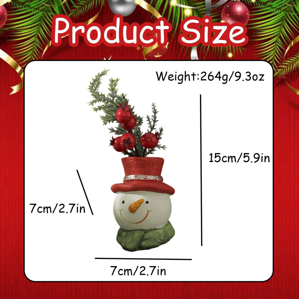 Christmas Table Decor - Artificial Mini Christmas Tree Decorations for Tables Fake Red Berry ＆ Pine Branch with Cute Box Base for Winter Indoor Home Table Fireplace Mantel Decorations