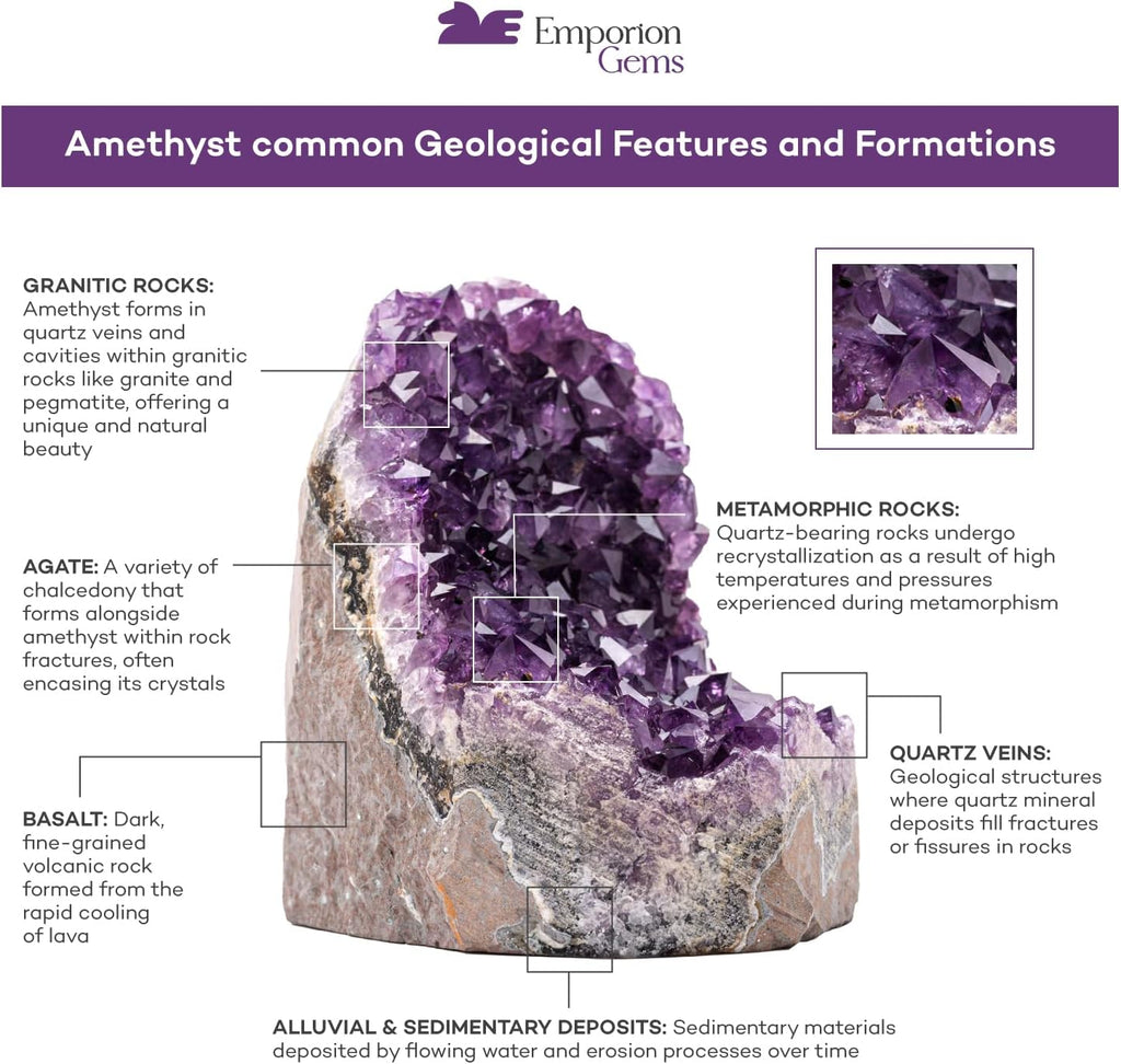 Large Natural Amethyst (8 lb to 10 lb) Crystal Clusters Stone from Uruguay Raw Geode Quartz - Deep Purple Color