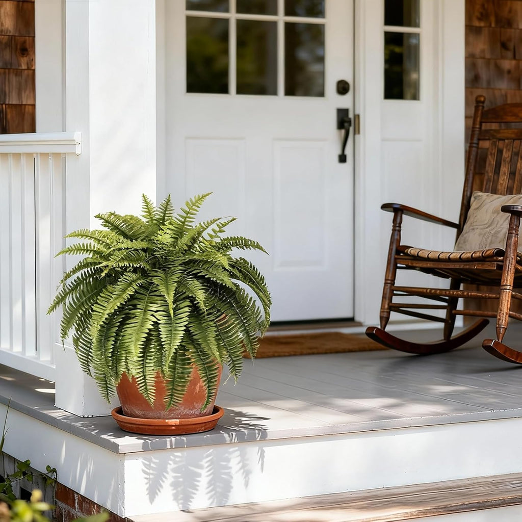 48IN Artificial Hanging Ferns,Large Boston Fake Ferns 80 Branches,Artificial Silk Green Plant for Outdoor Home Garden Porch Decor(Pack of 1)