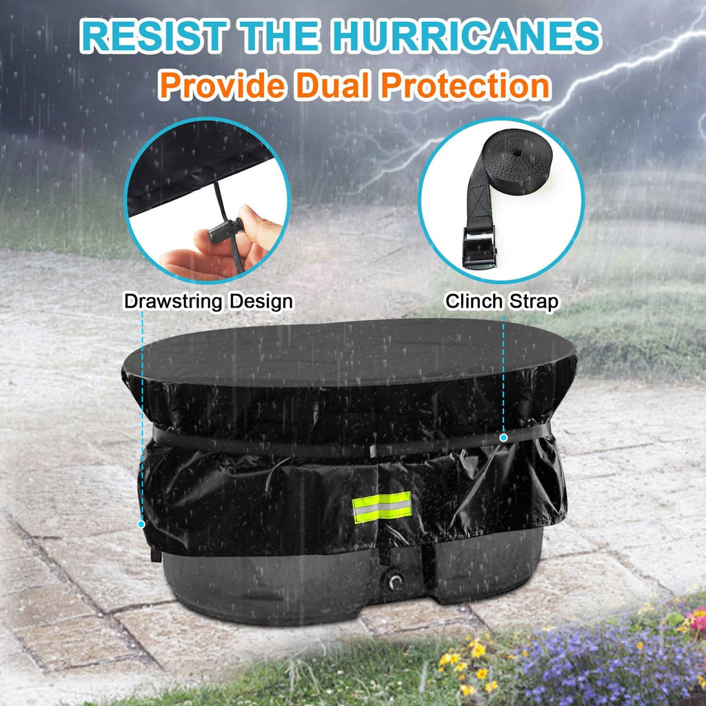 Rubermaid 100 Gallon Waterproof Stock Tank Cover with Zipper, Rectangular Cold Plunge Oval Ice Bath Tub Horse Livestock Water Trough Insulated Cover for Outdoor Polar Protector 100 Gal Hot Tub