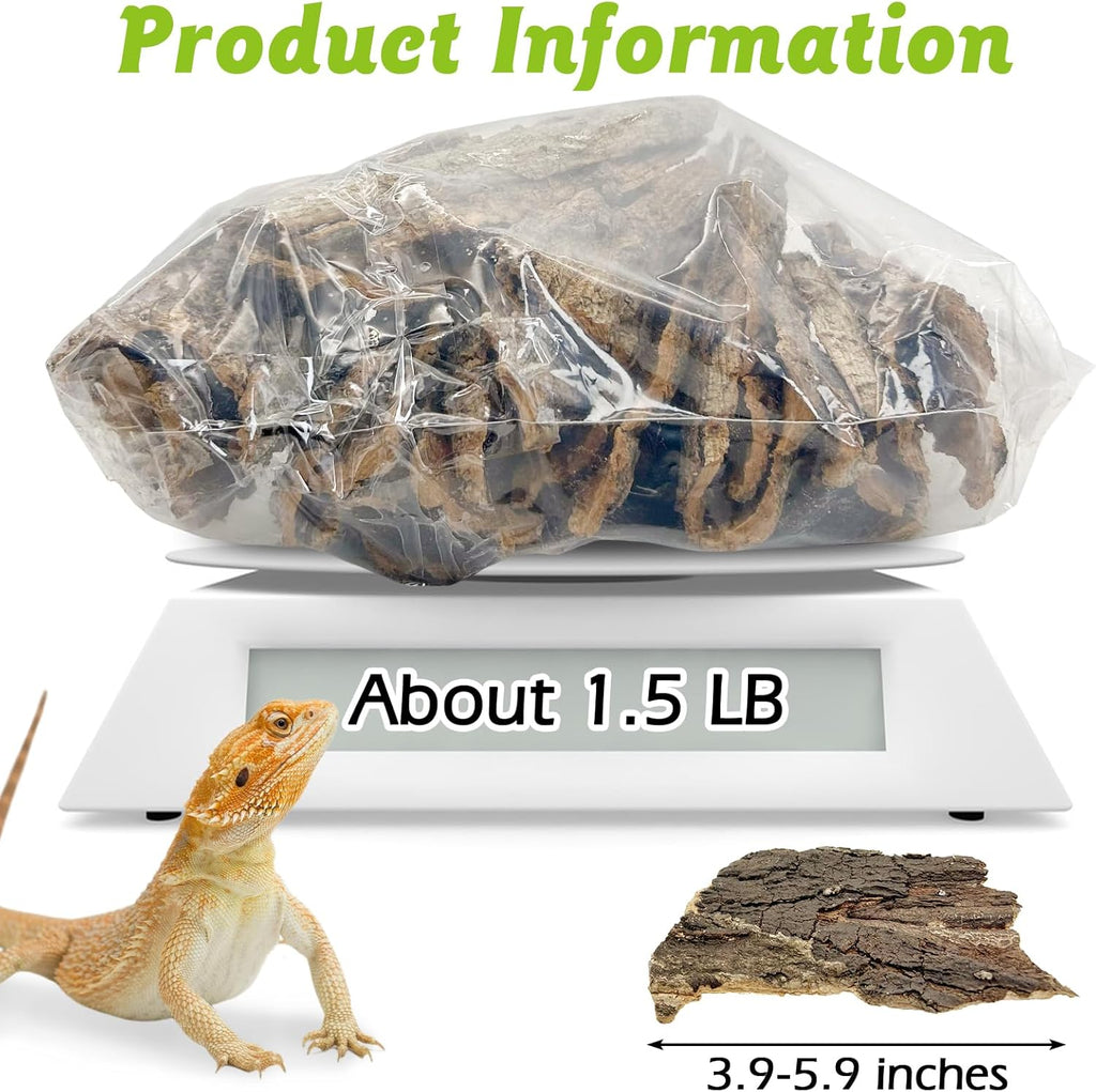 Reptile Cork Bark 1Lb Flat Cork Wood for Terrarium Small Tree Bark Pieces 3.9-5.9in Natural Bulk Cork Bedding Tank Substrate for Bearded Dragon Snake Spiders Geckos Tortoise Hermit Crabs