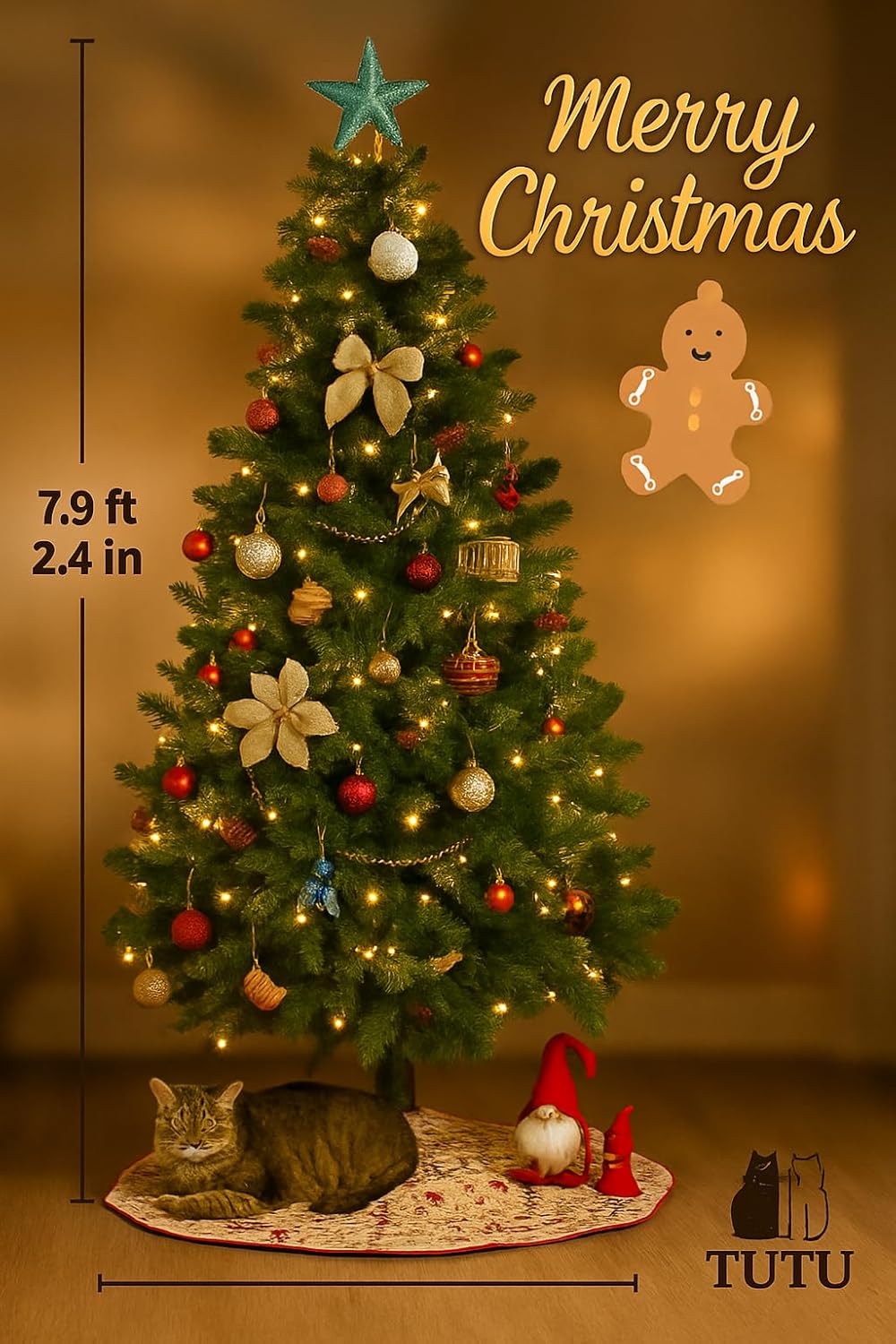 Christmas Tree with Topper – Artificial Pine Tree – Multiple Sizes & Colors (Green, 6ft)