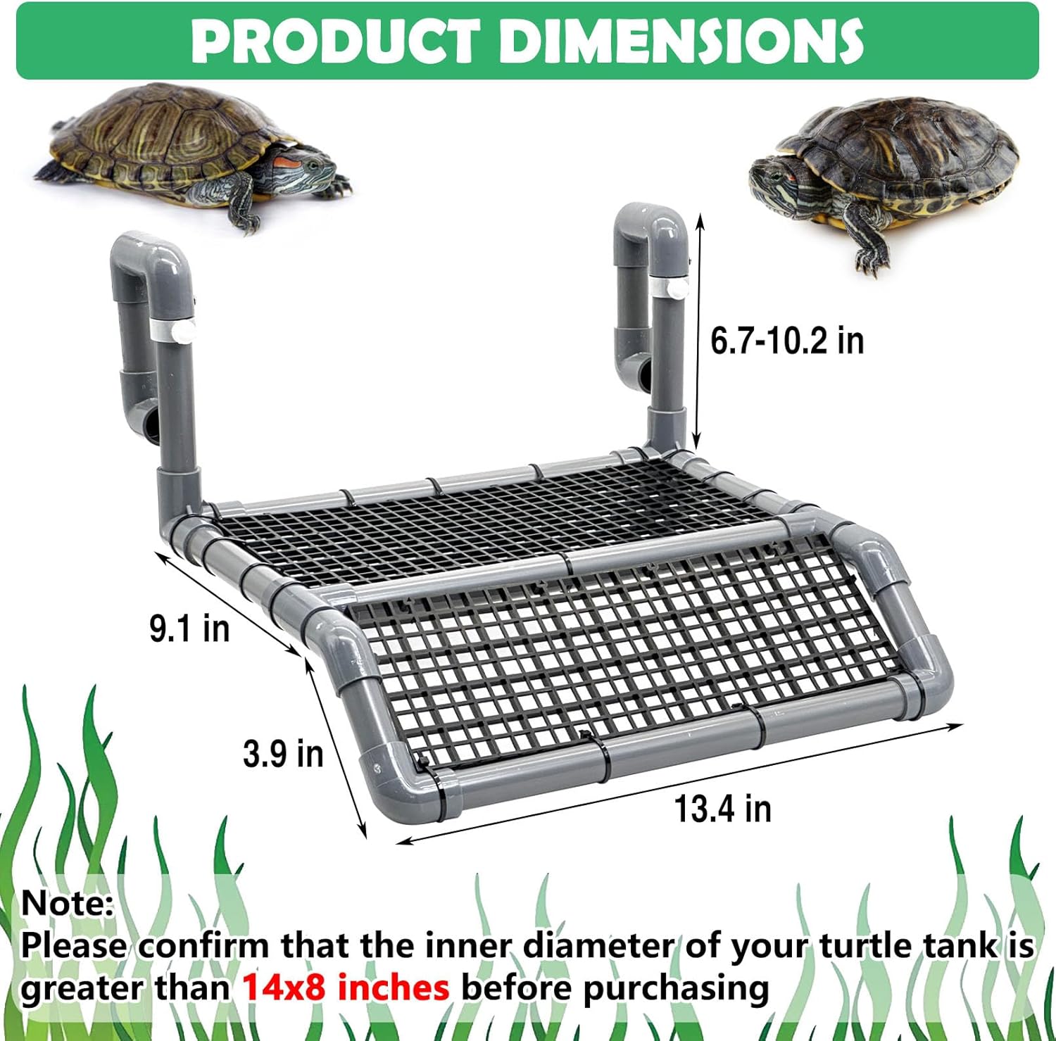 Fhiny Hanging Turtle Basking Platform, Plastic Turtle Dock Basking Area with Climbing Ramp Height Adjustable Reptile Floating Dock Tortoise Tank Accessories Decor for Lizard Gecko Hermit Crab