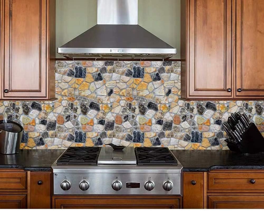 Yancorp 32.8ft Brown Brick Wallpaper Peel and Stick Wallpaper Self-Adhesive Stone Wallpaper Brick Contact Paper Fireplace Kitchen Backsplash