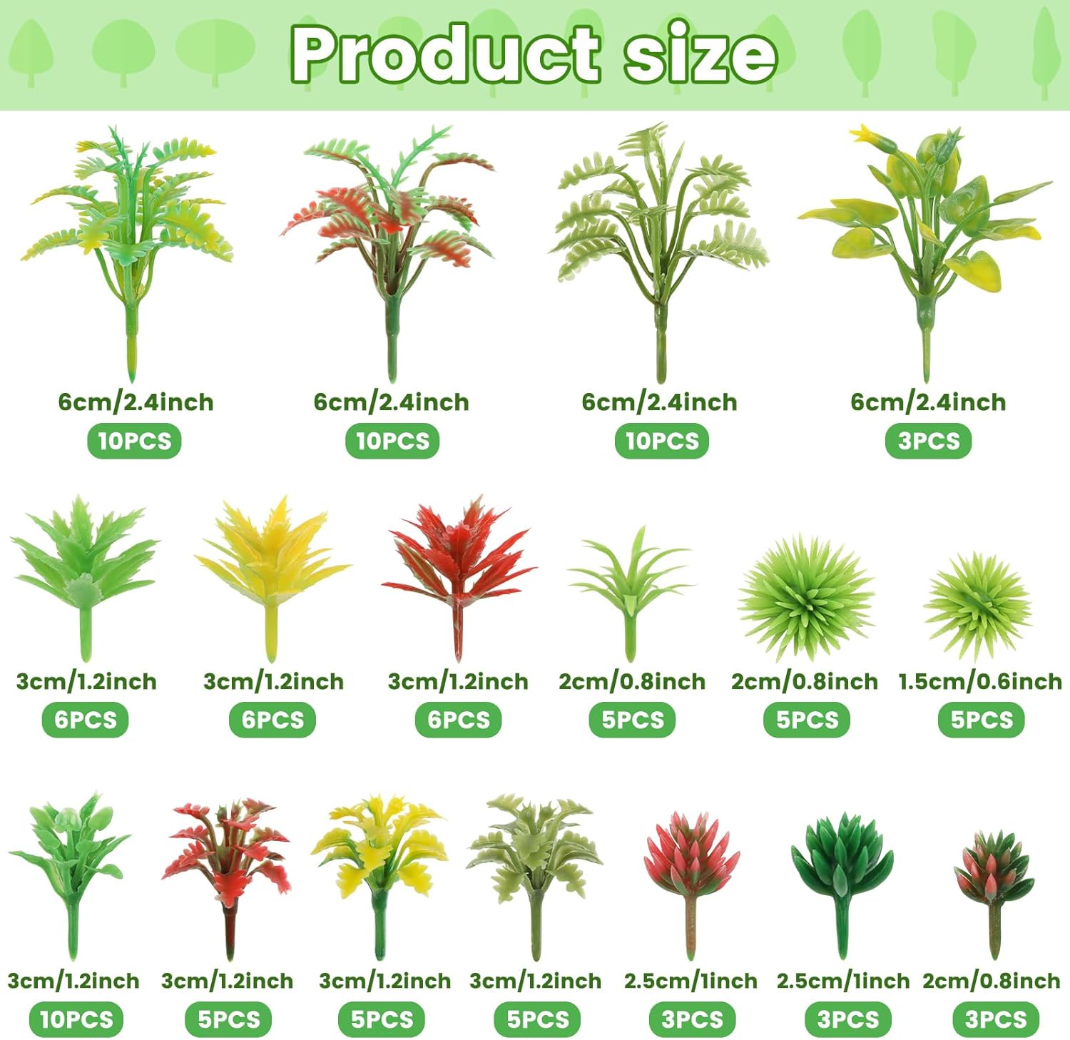 100pcs Mini Model Trees Miniature Plants Model Rainforest Railroad Miniature Basing Material Artificial mini Plants for DIY Crafts, Garden Scenery Railway Sand Architecture Building Model