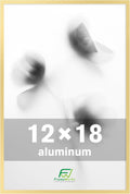 FrameWorks 12x18 Brushed Aluminum Poster Frames – Modern Brushed Metal Design w/Shatterproof Plexiglass, Perfect for Posters, Artwork, Paintings, Wall Displays – Home or Office Decor, Gold - 1 Pack