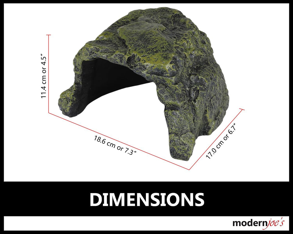 MODERNJOE'S Rock Hide Cave Hiding Place for Reptiles, Amphibians and invertebrates. Terrarium & Aquarium Decor. Perfect for Lizards,Snakes,Frogs,Turtles,Bearded Dragons - Large(6.7 x 7.3 x 4.5 inch)