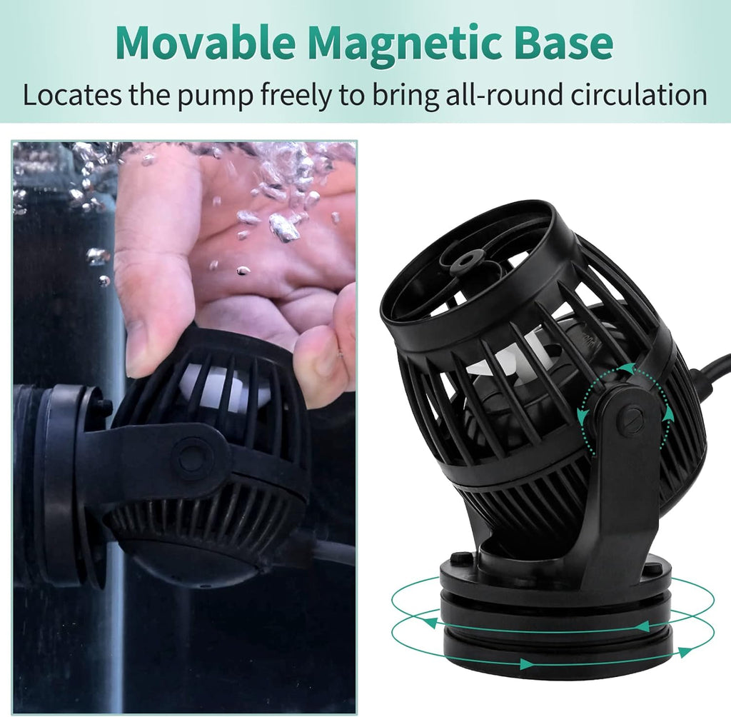 Uniclife Aquarium Wave Maker for 30-60 Gallon Fish Tanks 1058 GPH Adjustable Circulation Pump with Controller and Strong Magnetic Suction Base Submersible Power Head for Fresh and Salty Water