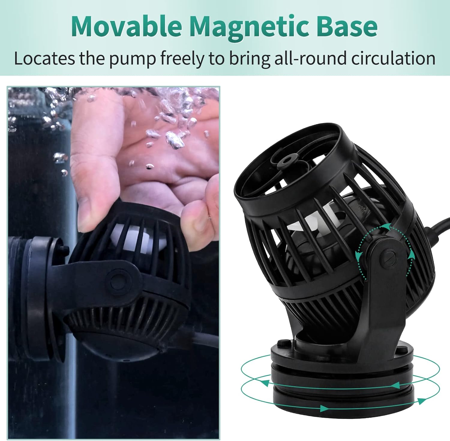 Uniclife Aquarium Wave Maker for 30-60 Gallon Fish Tanks 1058 GPH Adjustable Circulation Pump with Controller and Strong Magnetic Suction Base Submersible Power Head for Fresh and Salty Water