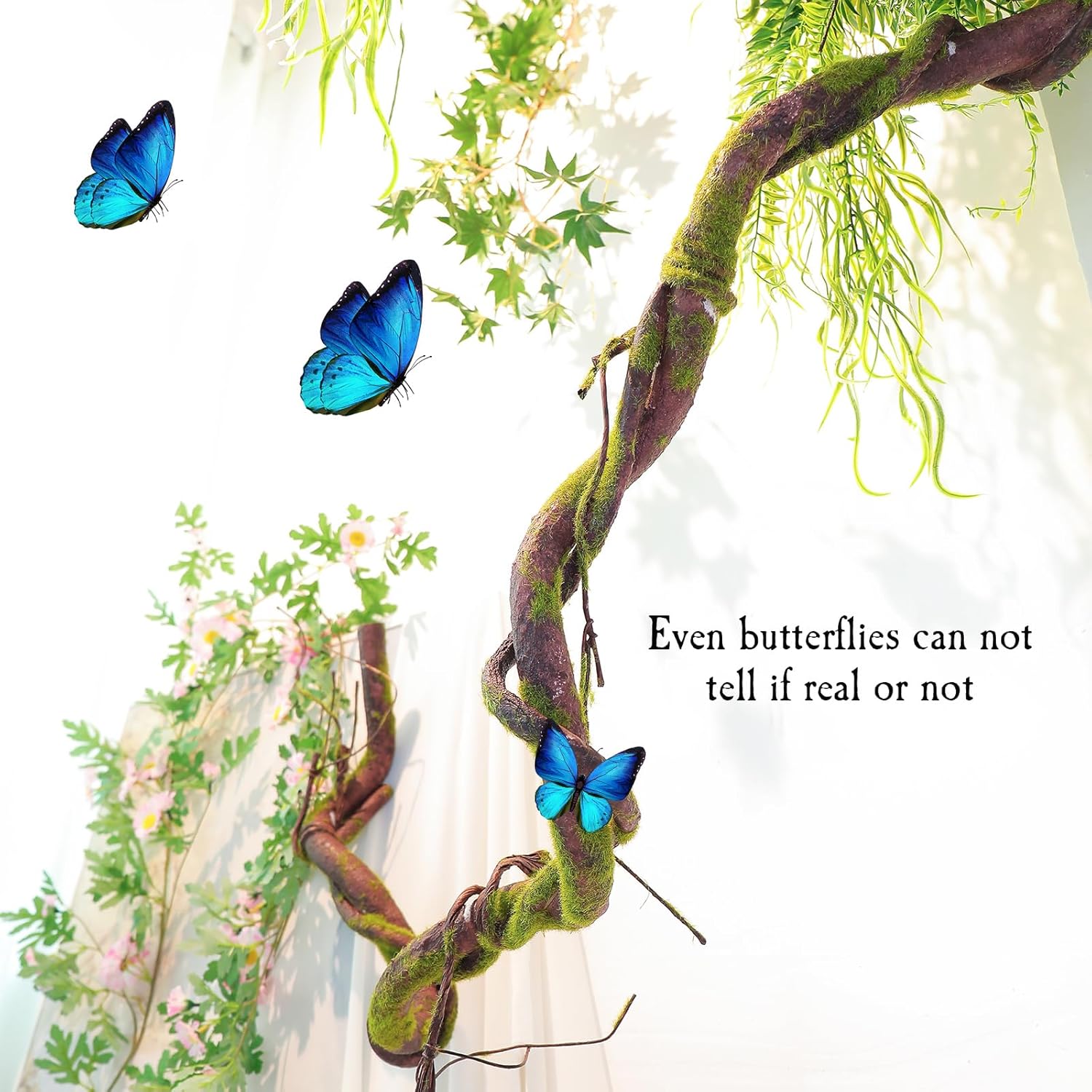 180cm/70.9inch Bendable Realistic Artificial Tree Branches Vines Wall Garden Hanging Plants Fake Rattan Twigs Trunk Cane for Room Wedding Home Habitat Front Door Halloween Wrap Decoration