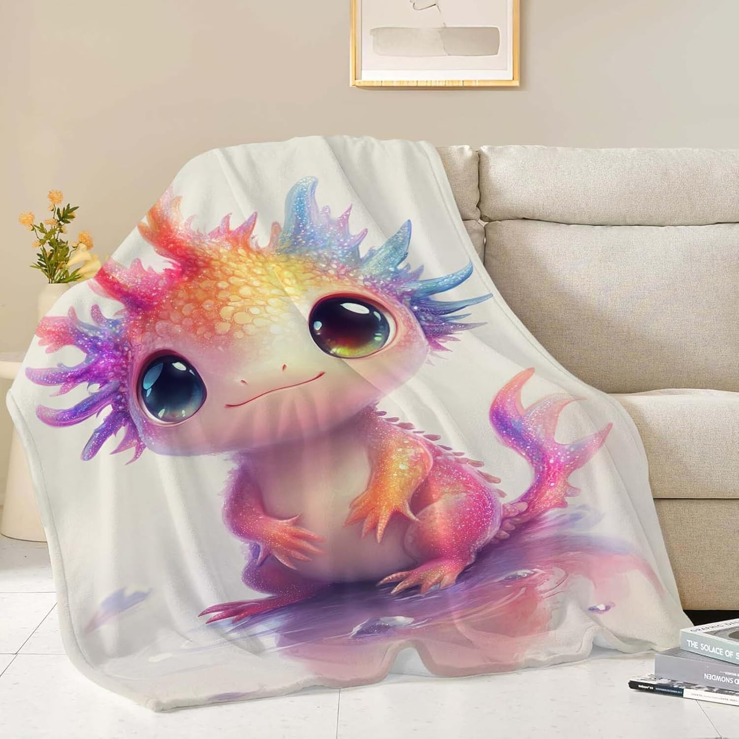 Axolotl Throw Blanket Axolotl Stuff Gifts for Kids Girls Boys Adults Women Man Soft Cozy Warm Plush Fluffy Fuzzy Fleece Blanket Decor 40''X50''