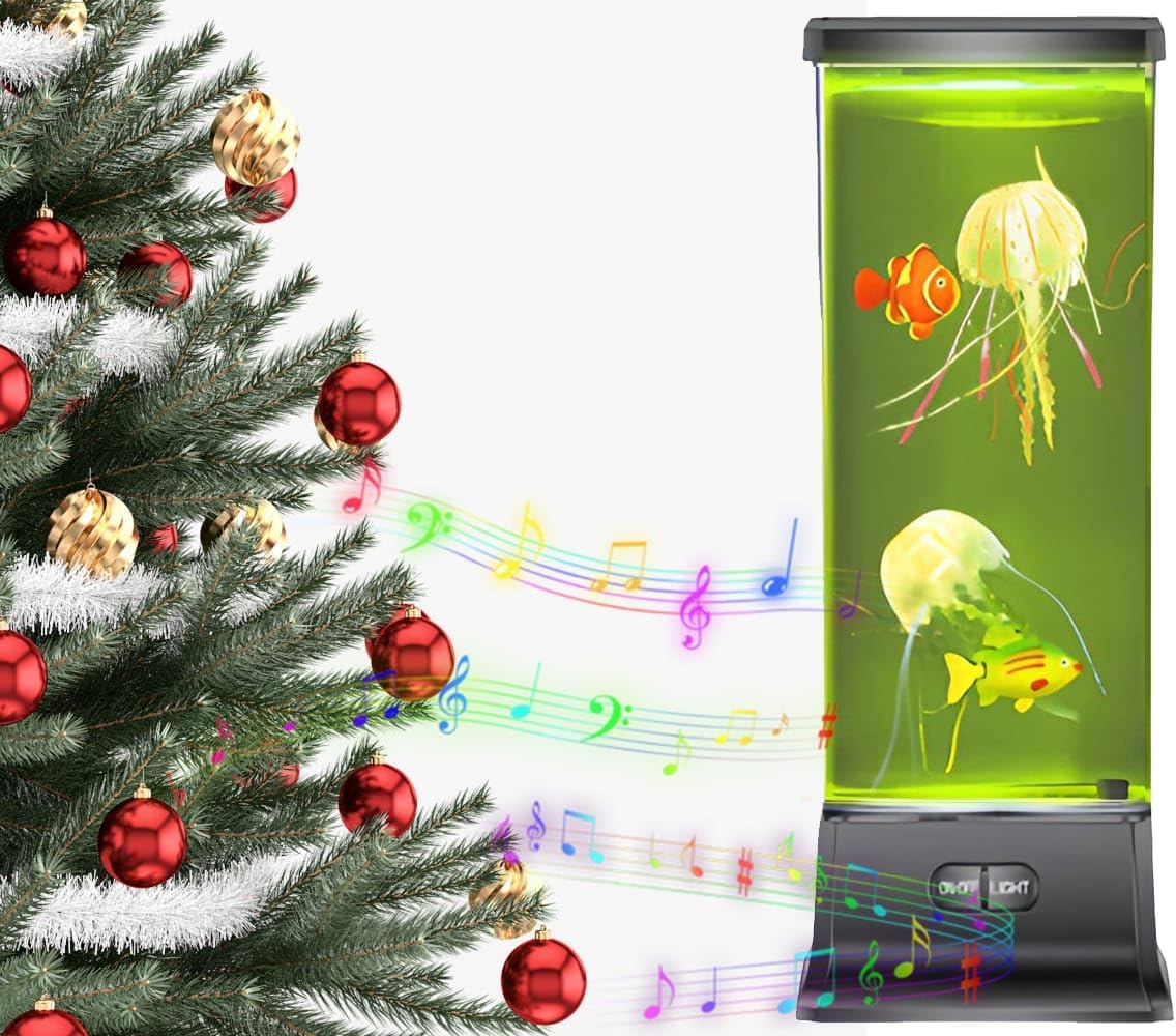 COLORLIFE Cool Electric Jellyfish Lamp with Bluetooth Speaker Music Gift for Boys Girls Adults Aquarium Tank Sensory Mood Night Light for Decorate Relax
