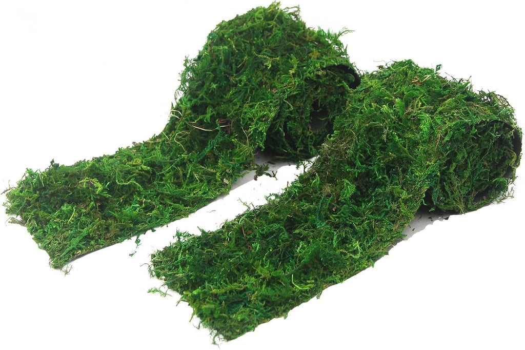 ACRYCS 2 Pcs Moss Roll Moss Table Runner Dried Moss Mat for Crafts 4" x 39" Green Moss Roll for Fairy Garden Wedding Woodland Preserved Moss Mat for Table Decoration Moss Carpet for Wall 10x100 cm