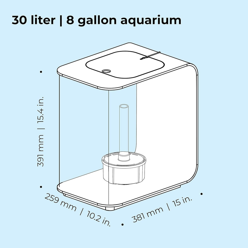 biOrb Flow 30 Acrylic 8-Gallon Aquarium with White LED Lights Modern Tank for Tabletop Display, White