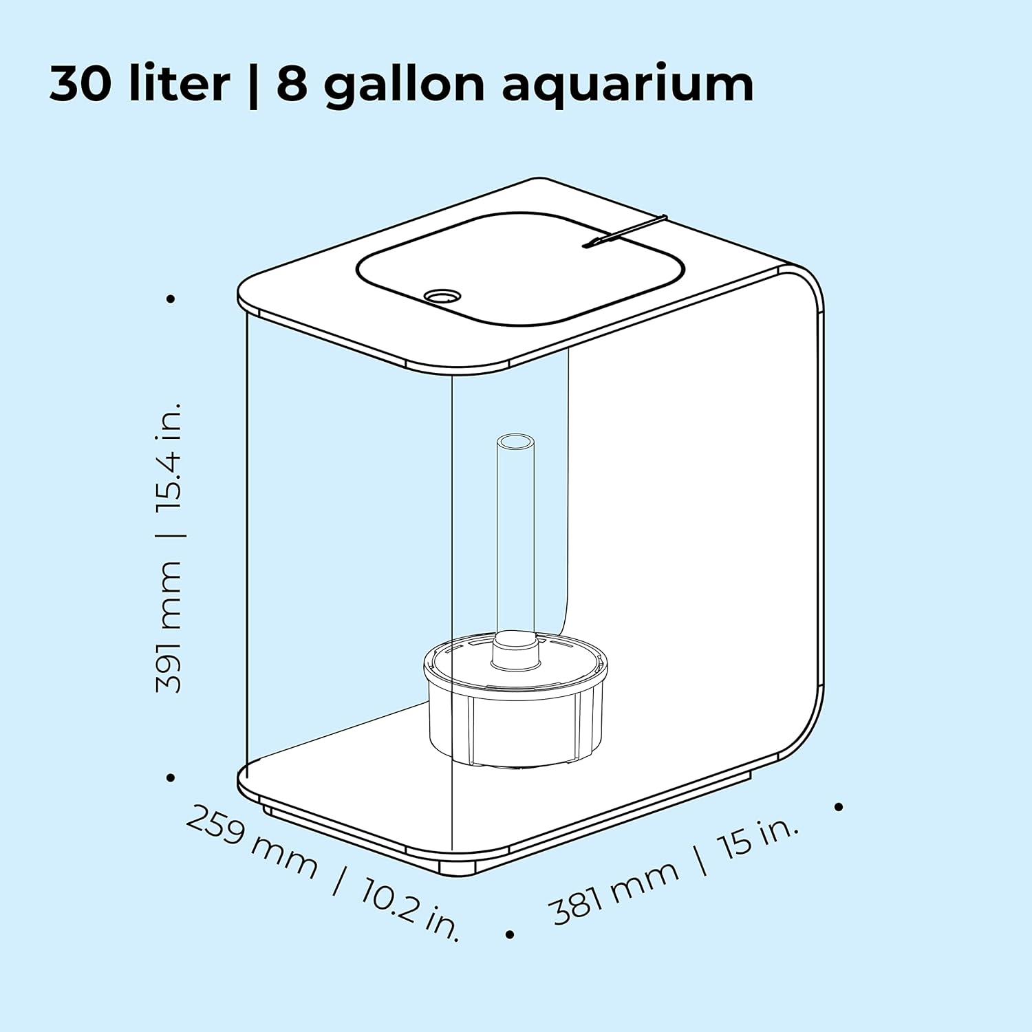 biOrb Flow 30 Acrylic 8-Gallon Aquarium with White LED Lights Modern Tank for Tabletop Display, White